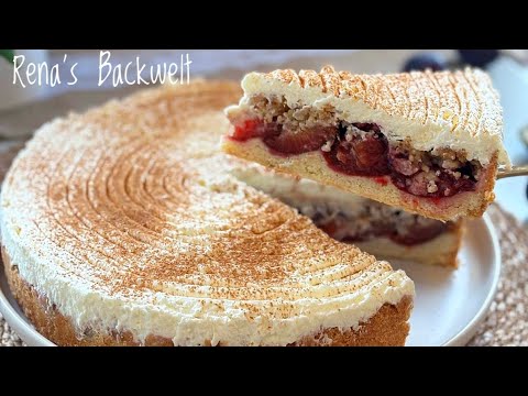 Plum Cake with Nut Crumbles & Whipped Cream – Incredibly Delicious!