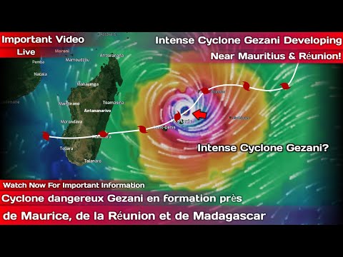 Cyclone dangereux Gezani en formation près de Maurice, de la Réunion et de Madagascar