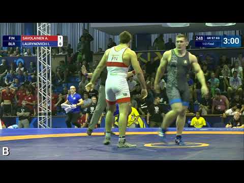1/2 GR - 97 kg: A. SAVOLAINEN (FIN) v. I. LAURYNOVICH (BLR)