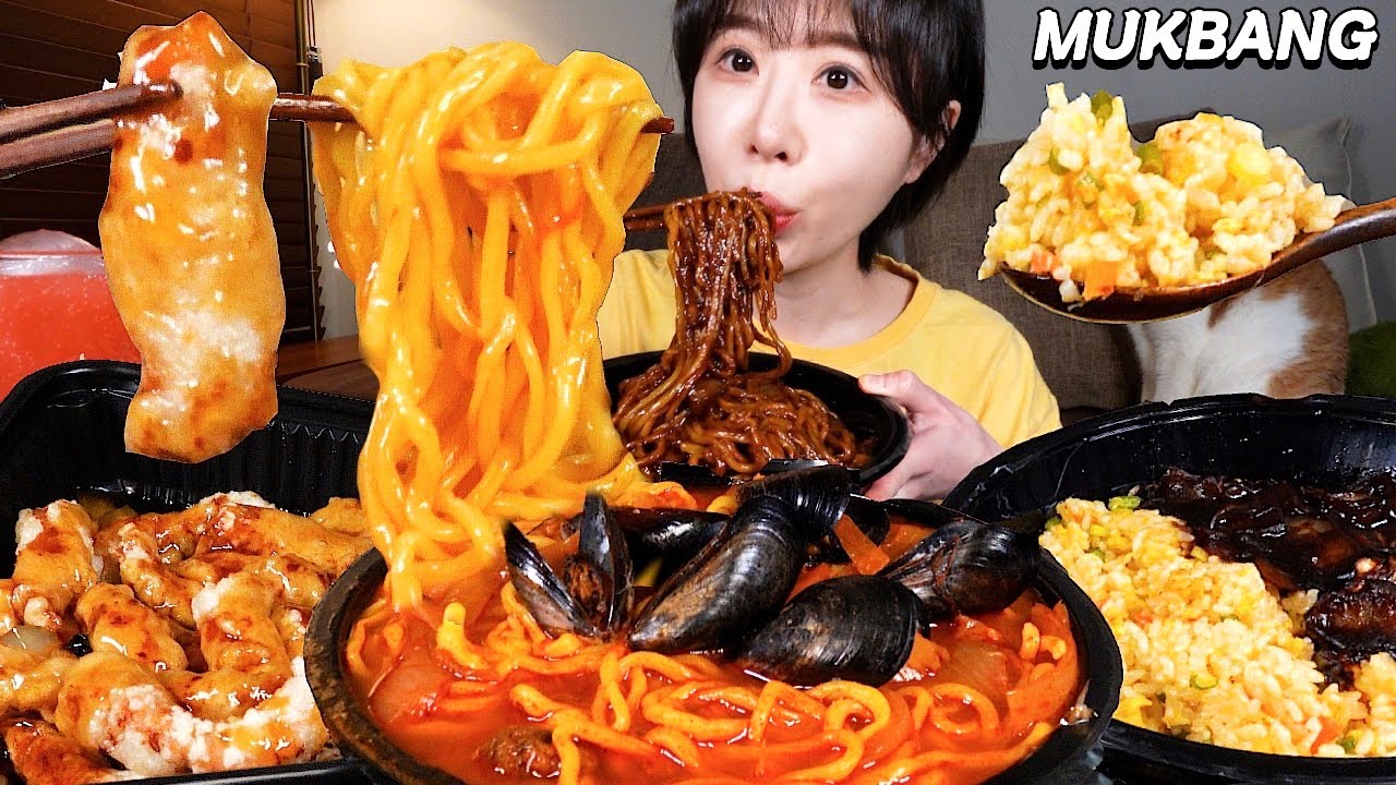 💗중국집 특집🥢촉촉한 짜장면, 매운짬뽕, 탕수육, 볶음밥 먹방❤️ Jjajangmyeon, Spicy jjambbong, Tangsuyuk, Fried