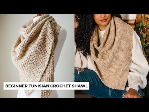 Tunisian Crochet Shawl for Beginners - FAST and EASY, Make in a Weekend! [Lamia Wrap]