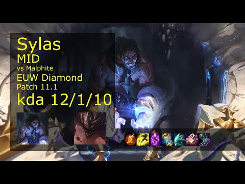 Sylas Mid vs Malphite - EUW Diamond 12/1/10 Patch 11.1 Gameplay