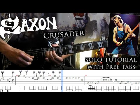 Saxon - Crusader guitar solo lesson (with tablatures and backing tracks)