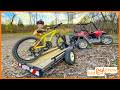 Hauling Bike With Ride On Truck And Trailer To Rescue Dad On Wooded Trail Educational Kid Crew