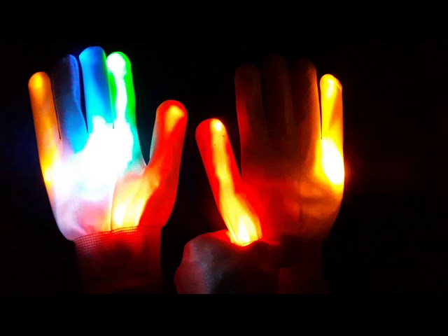 Vídeo relacionado con OFFCUP Guantes con Iluminación LED,y 6-modos-LED Luz Fluorescente Guantes para Bailar Carnaval Concierto Halloween Party