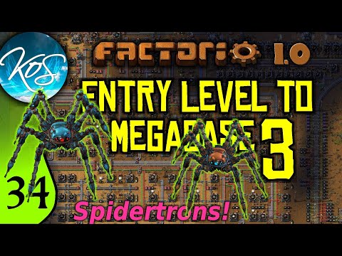 Factorio 1.0 Entry Level to Megabase 3, Ep 34: SPIDERTRON SETUPS - Guide, Tutorial