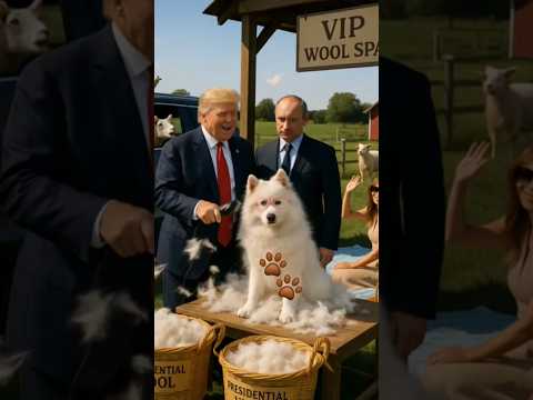 Trump & Putin Shear Samoyed Dog 🐶✂️ | Too Much Fluff to Handle #dog #animals #viralshort