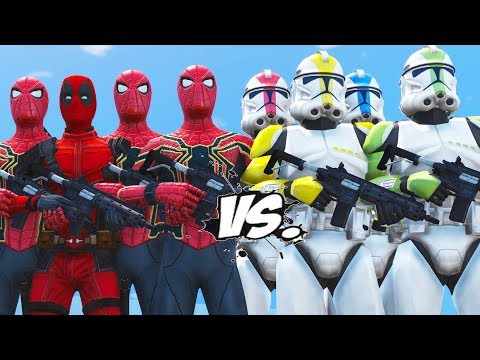 DEADPOOL AND SPIDERMAN INFINITY WAR ARMY VS STORMTROOPER ARMY - EPIC BATTLE SUPERHEROES COMIC
