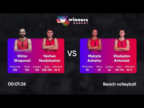 08:45 V. Shapoval / Y. Yevdokymov - M. Anhelov / V. Antoniuk 27.08.2022 | Winners Beach Volleyball