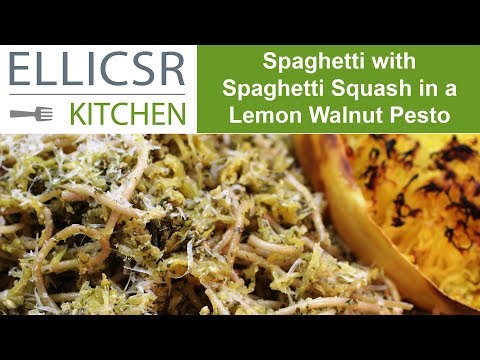 Spaghetti with Spaghetti Squash in a Lemon Walnut Pesto