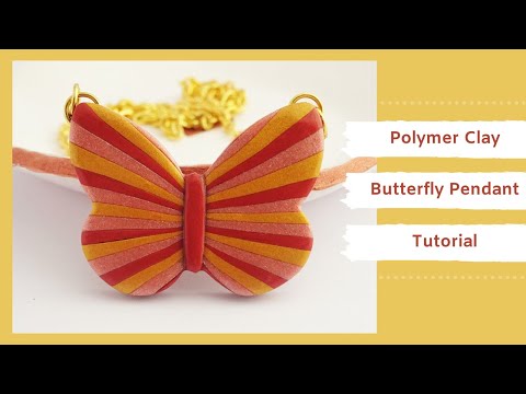 How to make a Polymer Clay Butterfly Pendant / Fimo Effect Metallic Clay/ Easy beginner tutorial