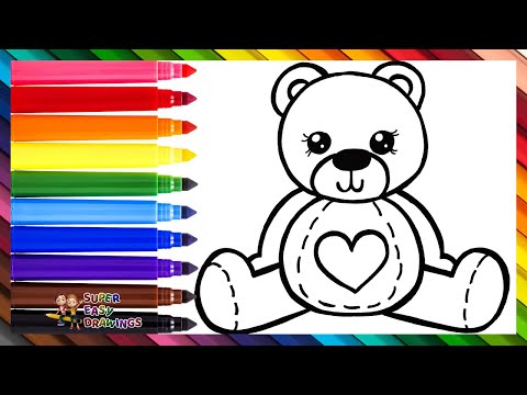 Drawing and Coloring a Cute Teddy Bear 🧸🌈 Drawings for Kids