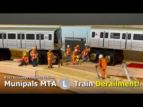 Munipals MTA R143 L Train Derails At Rockaway Parkway Station - Subway Mini Clip