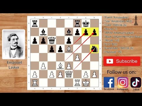 Double bishop sacrifice tactic | Lasker's brilliancy | Lasker vs Bauer(1889)