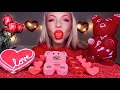 ASMR CHOCOLATE ROSES 5LB GUMMY BEAR HEART SANDWICH COOKIE EDIBLE TEDDY BEAR VALENTINES MUKBANG 먹�