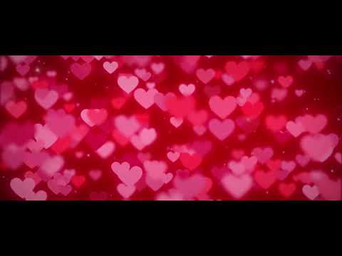 Abstract gradient background with red hearts shape flowing