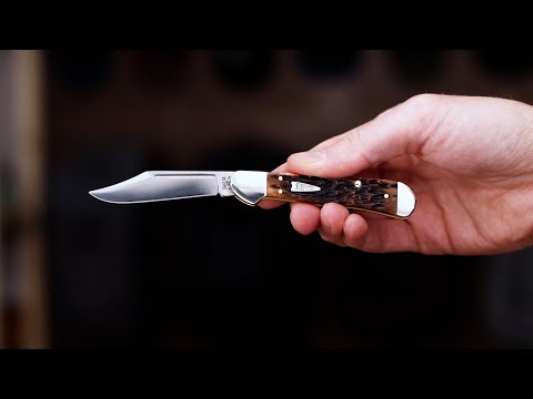 Case Mini Copperlock Peach Seed Jigged Brown Bone Back Lock Knife