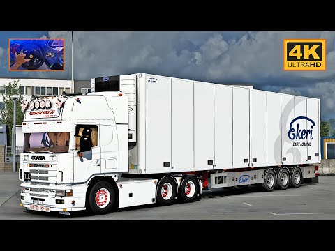 Scania 164L 480 V8 open pipe | Nynäshamn - Oslo | ETS2 Gameplay 4K + wheel cam