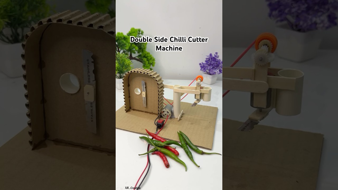 Amazing Double side Chilli cutting machine #schoolproject #experiment #tech #motor #youtube #shorts
