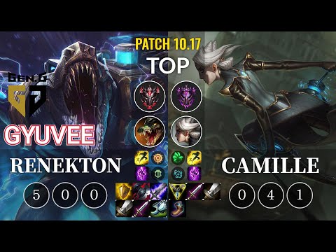 GEN gyuvee Renekton vs Camille Top - KR Patch 10.17