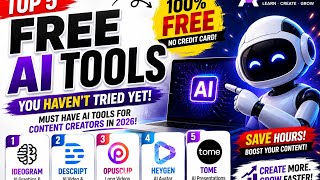 5 FREE AI Tools for Content Creators in 2026 🤯 | AI Tools You Need to 