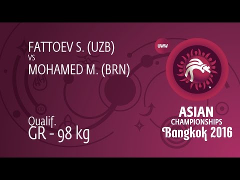 Qual. GR - 98 kg: M. MOHAMED (BRN) df. S. FATTOEV (UZB) by TF, 8-0