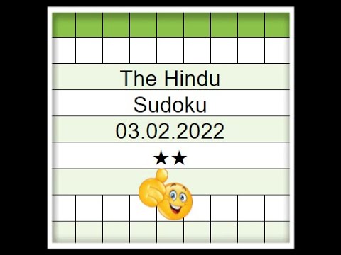🔊How to Solve The Hindu Sudoku 2 Star | Step by Step Solution | 03.02.2022| Difficulty Level  ⭐⭐