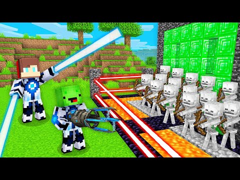 Insane MIkey & JJ Defeat Skeleton Base in Minecraft!