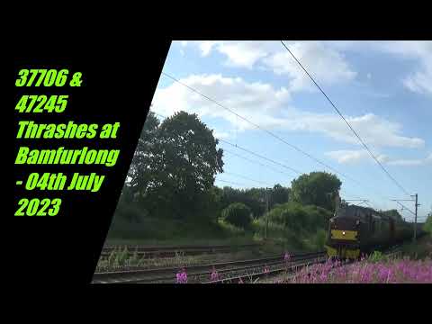 37706 & 47245 Thrashes at Bamfurlong - 04th July 2023