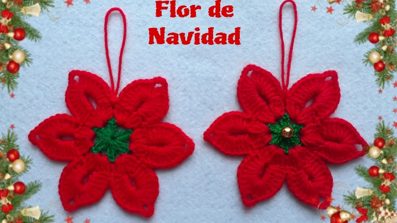 Cómo Tejer Fácil y Rápido Flores Navideñas/Cómo hacer Flores de Navidad/Flor de Nochebuena/Christmas