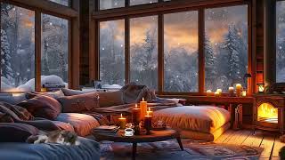 Relax and Unwind with Cozy Winter Piano, Fireplace Warmth, and Snowstorm Sounds for a Peaceful Sleep