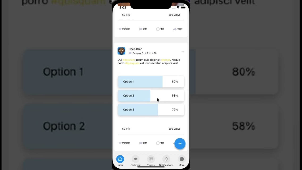 Poll UI react native