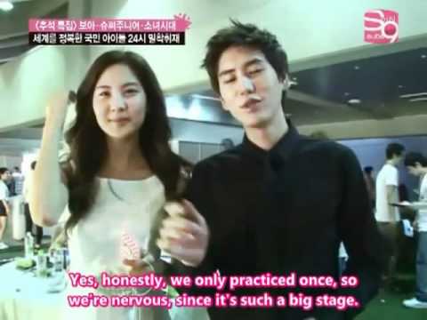 [Eng] 100924 Kyuhyun Seohyun Cut - Behind The Scenes @ SMTown