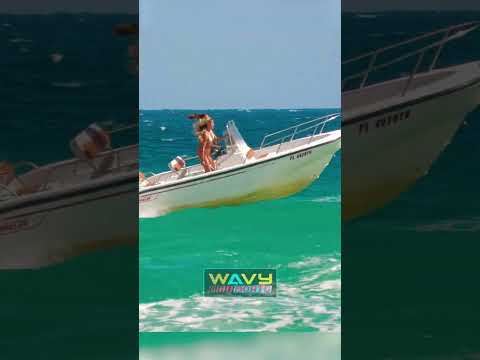 Blue Top Legend sisters crushing the waves at Haulover Inlet! Wavy Boats