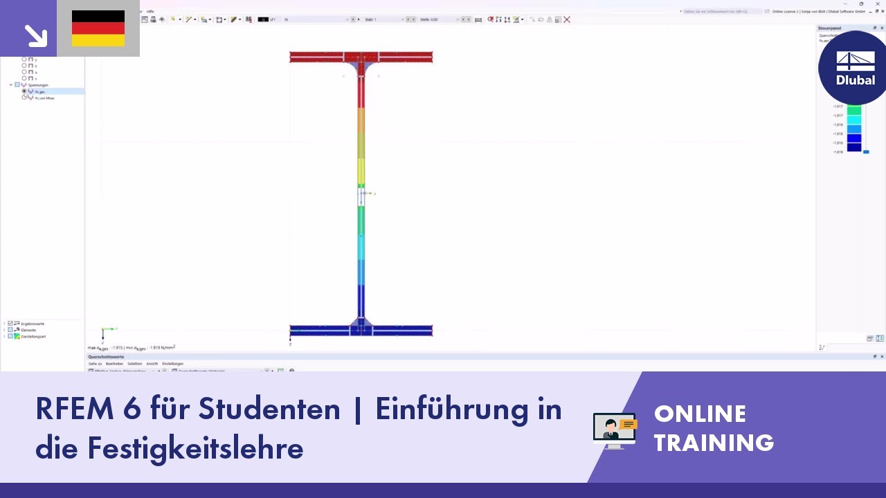 RFEM 6 für Studenten | Einführung in die Festigkeitslehre | 15.04.2024