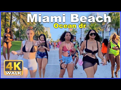 WALK Ocean Drive 2021 MIAMI BEACH Florida 4k video USA