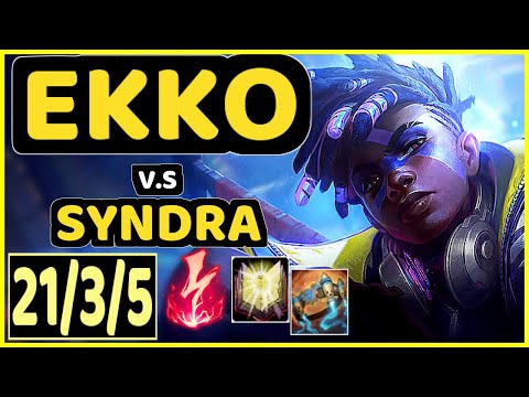GOLDENGLUE (EKKO) vs SYNDRA - QUADRAKILL 21/3/5 KDA MID CHALLENGER GAMEPLAY - NA