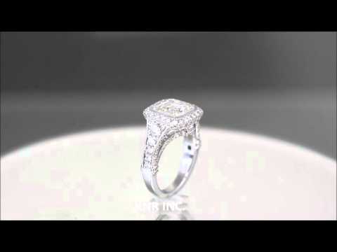 18k White Gold Asscher Cut Diamond Bezel Engagement Ring 3.30ctw EGL USA - KNR INC - 817 1