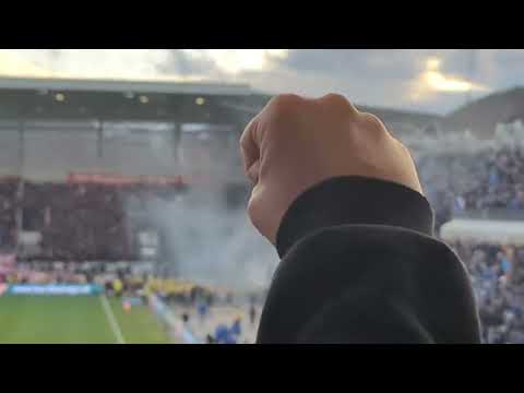 FC Carl Zeiss Jena vs. Rot Weiß Erfurt 16.03.2024 Randale Ausschreitungen Pyro Angriff Leuchtspur