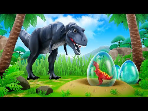 Giant Black TRex Protects and Rescues Eggs from Other Dinos | Heartwarming Dinosaur Cartoons