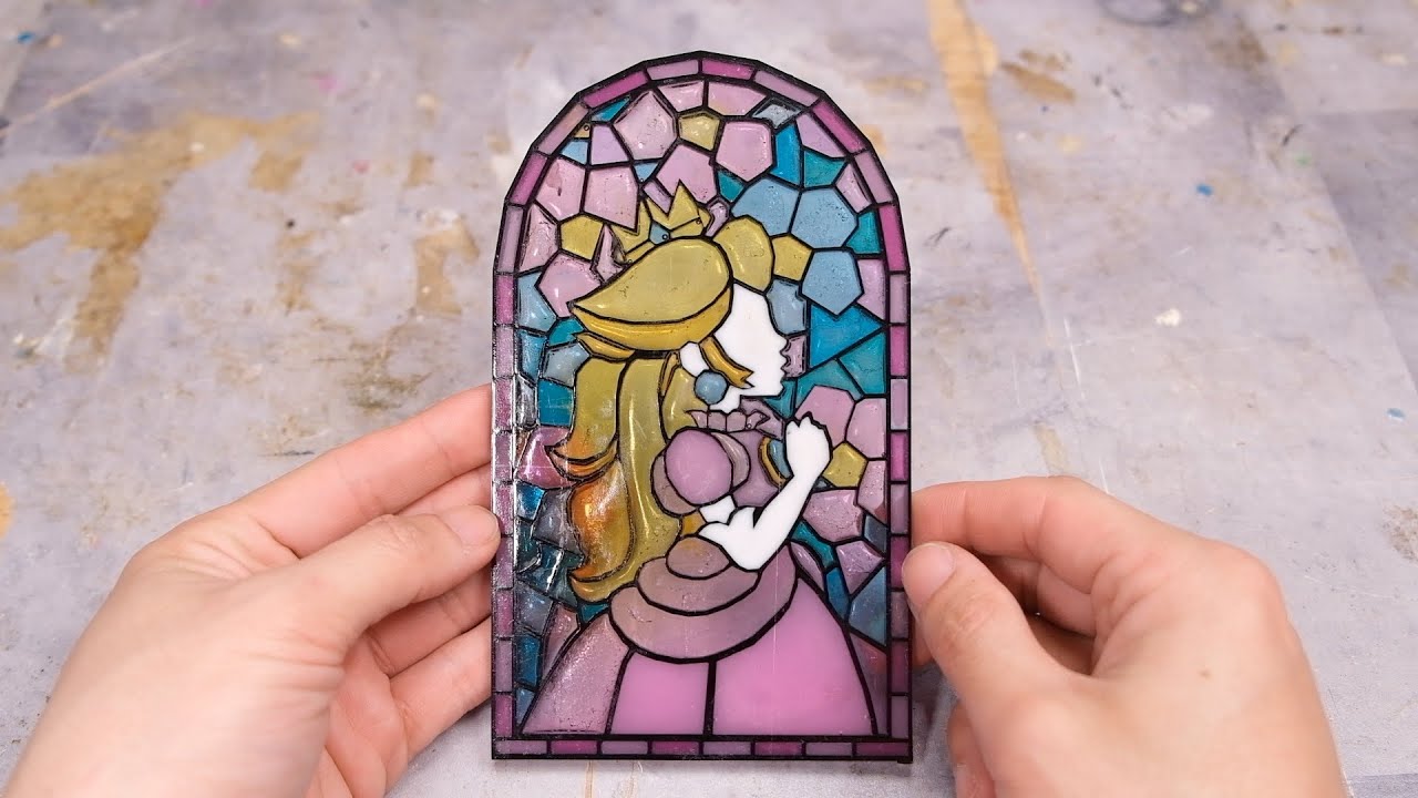 【DIY】レーザーカッターとレジンでピーチ姫のステンドグラスを作ってみた！