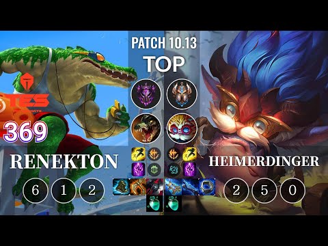 TES 369 Renekton vs Heimerdinger Top - KR Patch 10.13