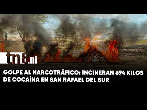Policía Nacional incinera 694 kilos de cocaína incautados en San Rafael del Sur