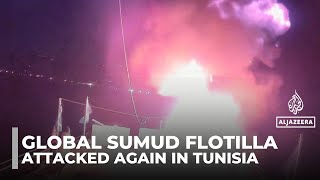 Gaza Global Sumud flotilla attacked again in Tunisia
