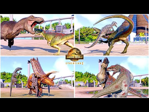 Feathered T-REX, JP3 Velociraptors, Indominus Rex, Indoraptor 🦖 Jurassic World Evolution 2 Animation