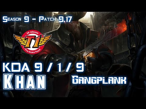 SKT T1 Khan GANGPLANK vs RENEKTON Top - Patch 9.17 KR Ranked