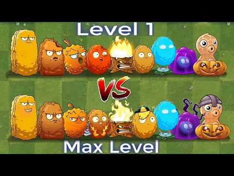 All NUT & DEF Plants Level 1 vs Max Level - Who Will Win? - Pvz2 Plant vs Plant