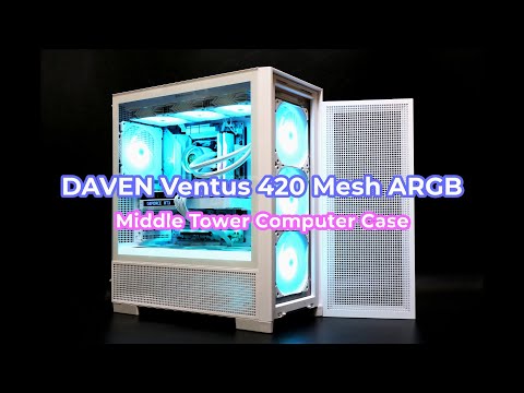 DAVEN Ventus 420 Mesh ARGB Middle Tower Computer Case 완성도 높은 쿨링성능 뛰어난 데이븐 벤투스 420 메쉬 ARGB 컴퓨터 케이스