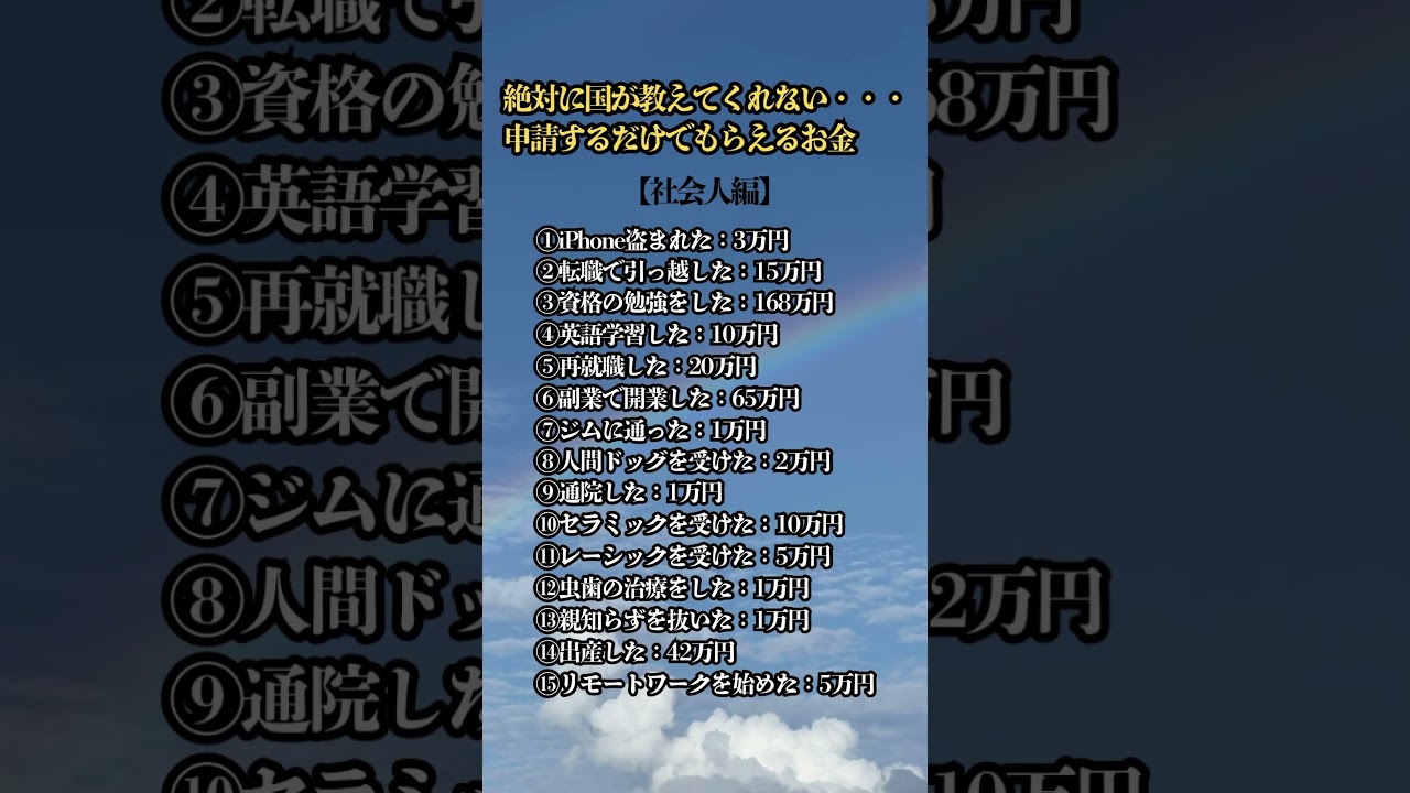 申請するだけでもらえるお金