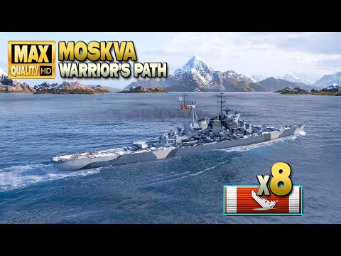 Cruiser Moskva: Thriller on map Warrior's Path - World of Warships